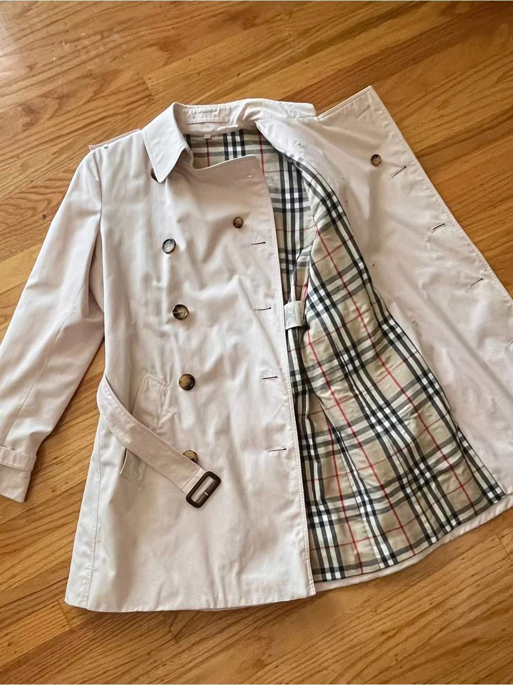 Burberry London Slim Fit Light Pink Trench Coat Nova Check UK12 US10 - Picture 13 of 15